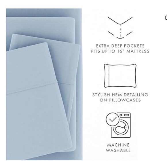 Sheet Set 4-Piece Microfiber Essential Ultra Soft Bedding, twin - Picture 3 of 5